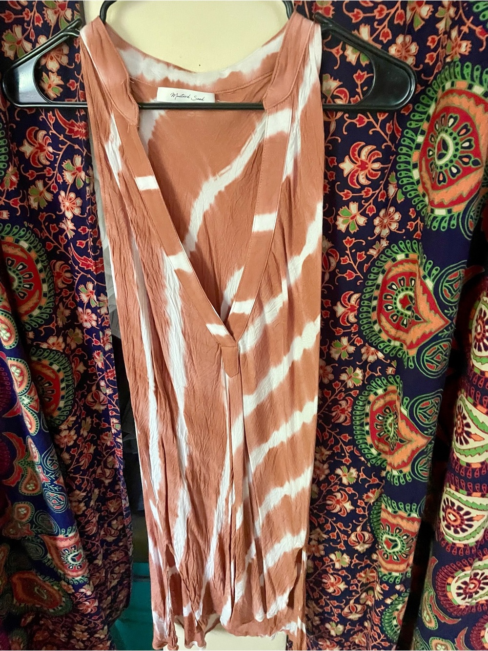 Mustard Seed Rust and White Tie-Dye Swim Coverup